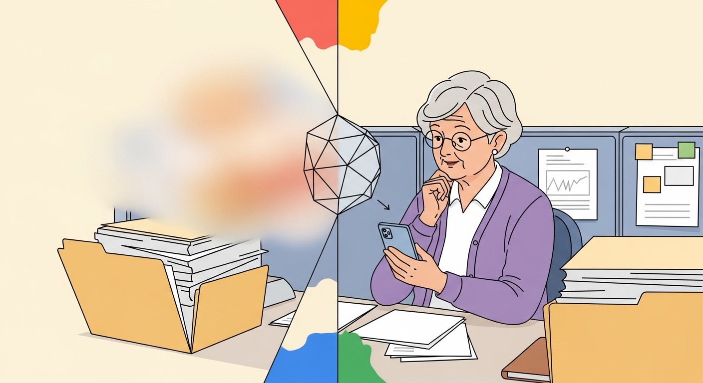 Day 3: An administrative assistant at her cluttered desk learns that clarity transforms vague requests into useful results